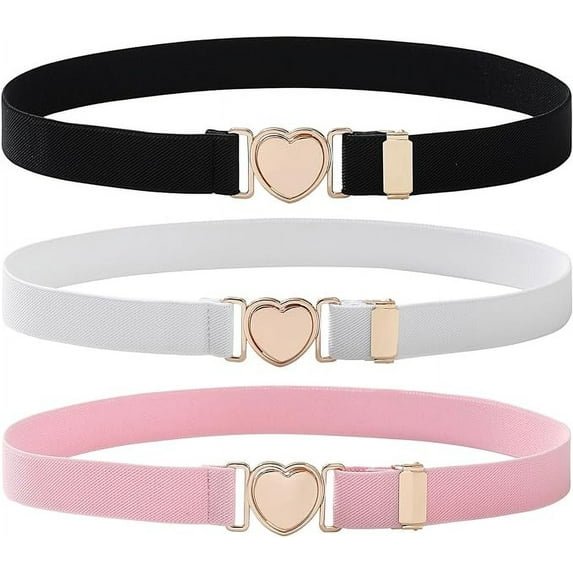 AWAYTR Kids Elastic Belt - Adjustable Toddler Heart Buckle Stretch Belts for Boys Girls