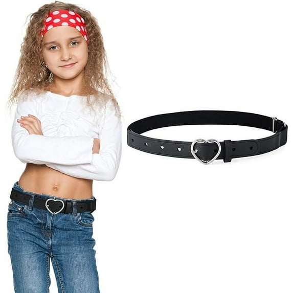 AWAYTR Kids Elastic Leather Belt - Adjustable PU Stretch Belt for Girls and Boys
