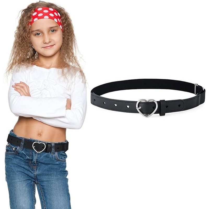 Kids Elastic Leather Belt - Adjustable PU Stretch Belt for Girls and Boys