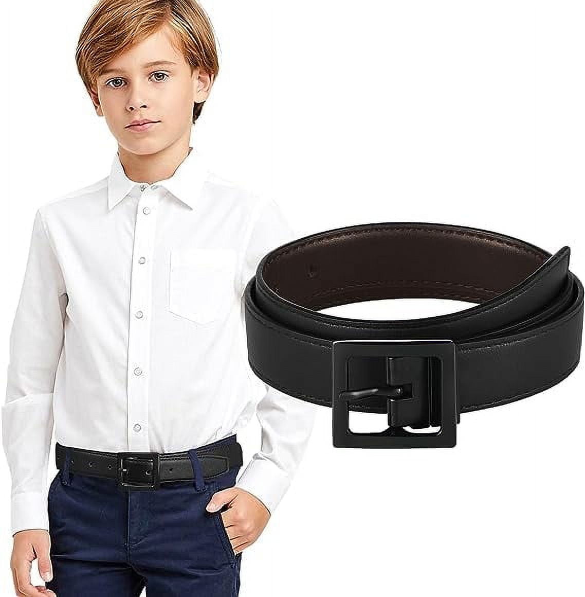 AWAYTR Kids Reversible Leather Belts- Brown and Black Leather Belt