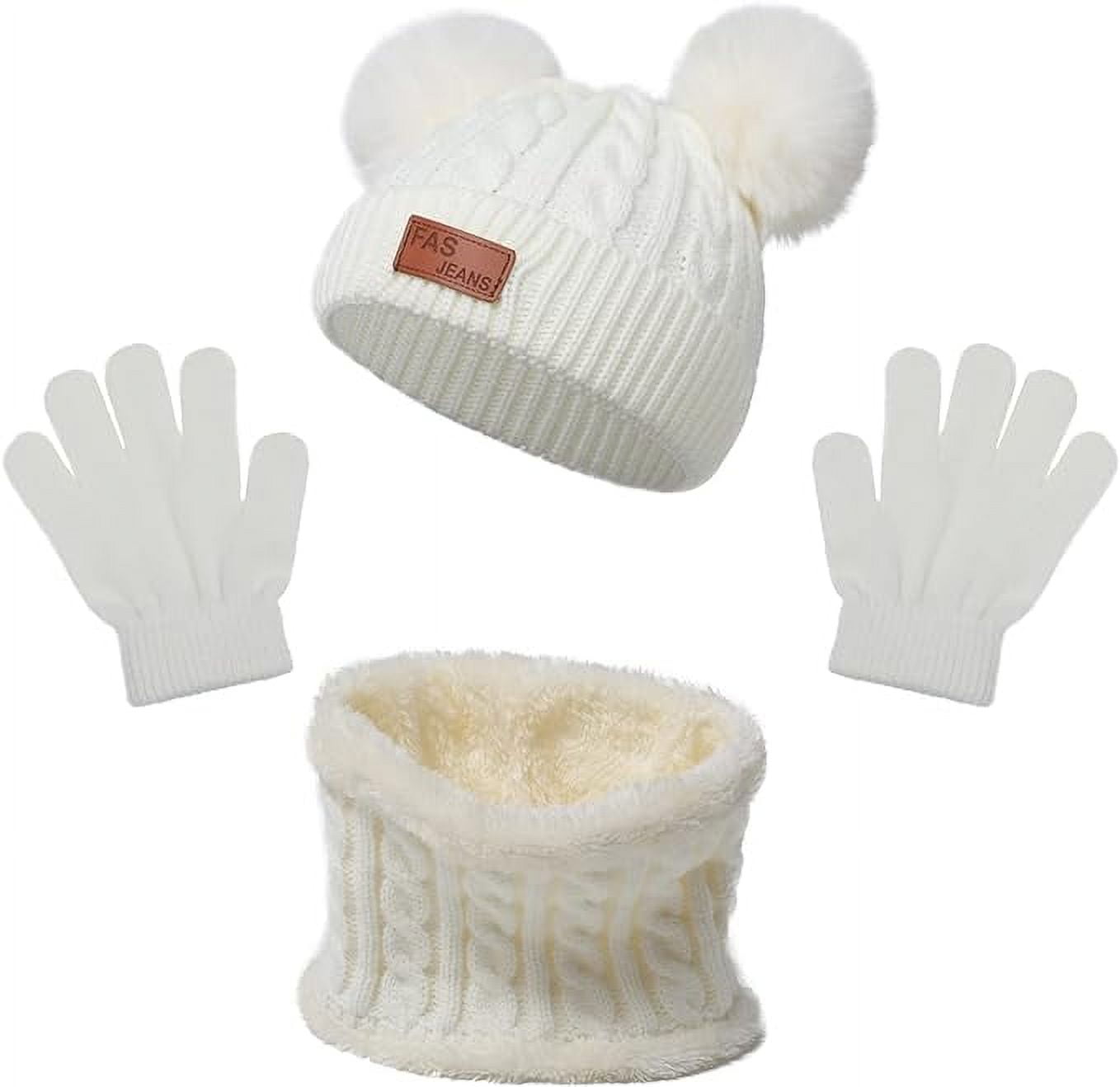 AWAYTR Kids Winter Warm Hat Gloves Scarf Set Infant Toddler Kid Knit