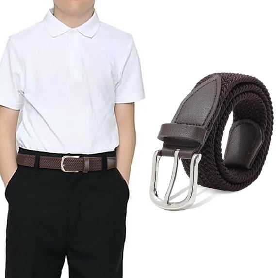 AWAYTR Kids Woven Elastic Belts, Braided Stretch Adjustable Belt for Boys Girls, Metal Buckle Belts for School Uniform Casual Daily Wear