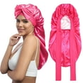thumbnail image 1 of AWAYTR Long Satin Bonnet - Double Layer Reversible Silk Bonnet for Long Hair Women Sleeping Cap with Tie Band, 1 of 7
