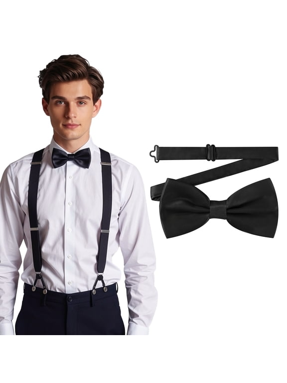Men Pre-Tied Bow Tie Adjustable Tuxedo Neck Bowtie Bows Ties Classic Formal Bowtie for Wedding Party Business