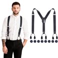 thumbnail image 1 of AWAYTR Men Y-Back Elastic Suspenders Adjustable Heavy Duty 8-Button Design Invisible Button End for for Work Trousers Weddings, 1 of 8