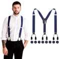 thumbnail image 1 of AWAYTR Men Y-Back Elastic Suspenders Adjustable Heavy Duty 8-Button Design Invisible Button End for for Work Trousers Weddings, 1 of 8