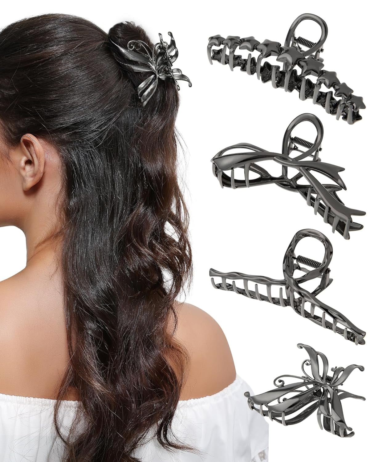 AWAYTR Metal Hair Claw Clips for Women - Irregular Large 