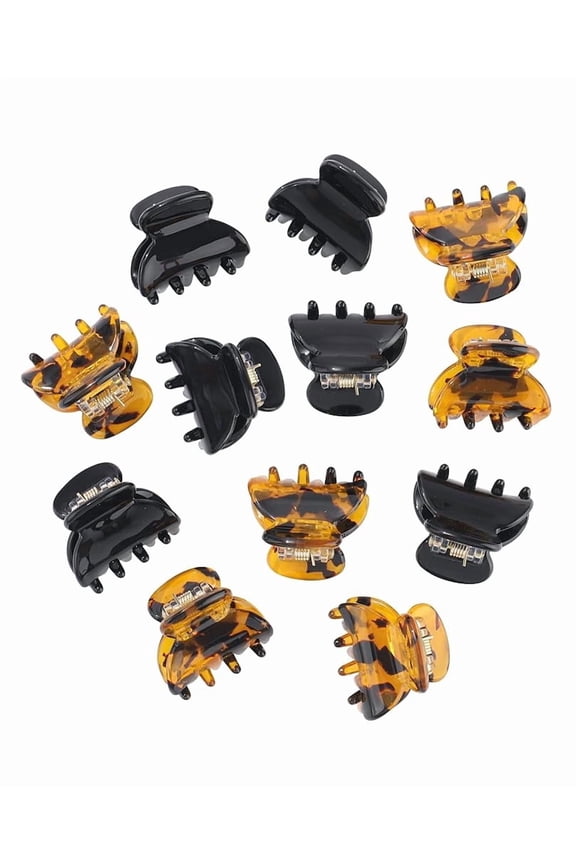 Mini Small Hair Clips 12PCS, Cute Acrylic Jaw Clips for Daily Hairstyling, Portable Classic Accessories for Women & Girls