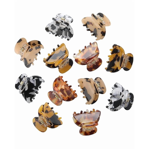AWAYTR Mini Small Hair Clips 12PCS, Cute Acrylic Jaw Clips for Daily Hairstyling, Portable Classic Accessories for Women & Girls