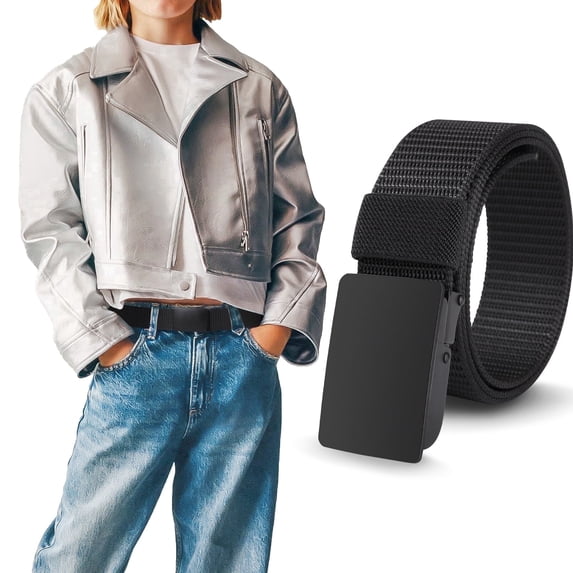 AWAYTR Nylon Ratchet Adjustable No-Hole Youth Baseball Belts Black