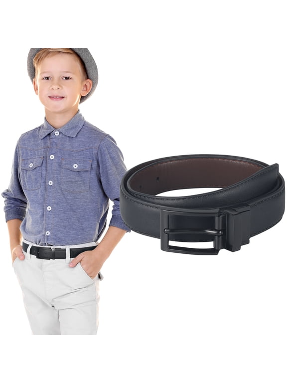 Reversible Kids Belts for Boys - Black and Brown Leather Belt for School Uniform Casual Jeans
