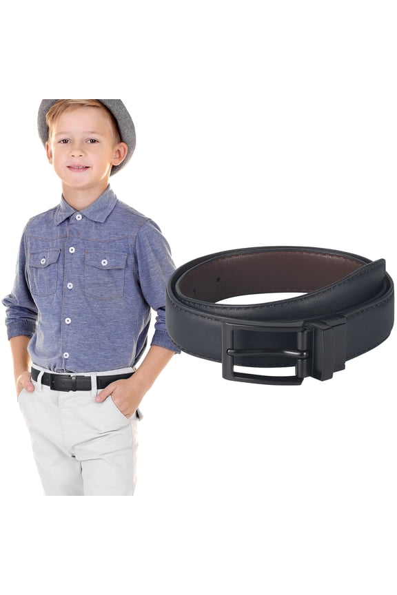 Reversible Kids Belts for Boys - Black and Brown Leather Belt for School Uniform Casual Jeans