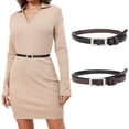 thumbnail image 1 of AWAYTR Skinny Reversible Faux Leather, Hole-Free Design, Gold Buckle Belt (Women's), 1 of 11