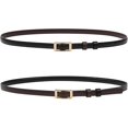 thumbnail image 1 of AWAYTR Women Skinny Belt Reversible Leather Belt - No Hole Belt Thin Waist Belt with Gold Buckle, 1 of 7