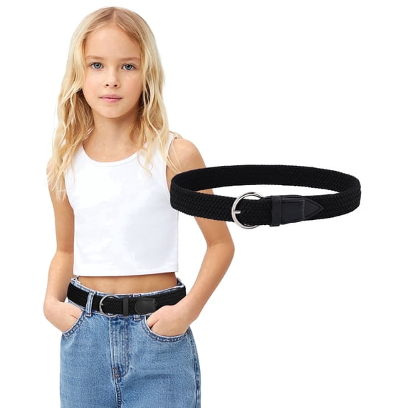 AWAYTR Fabric Woven Stretch Braided Belts for Boy Girls, Classic Canvas Elastic Kid Belt