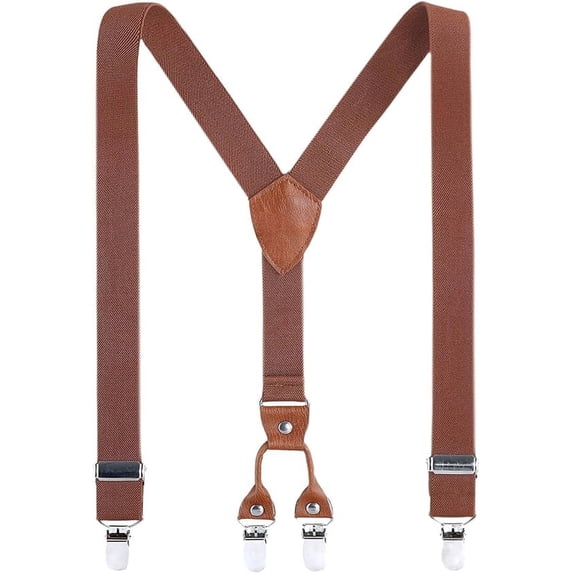AWAYTR Unisex Adjustable Polyester Suspenders, Brown, 27"