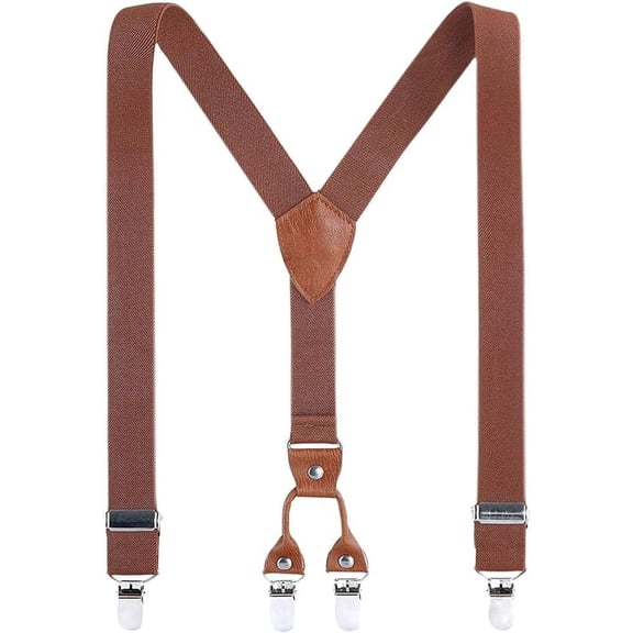 AWAYTR Unisex Adjustable Polyester Suspenders, Brown, 27"