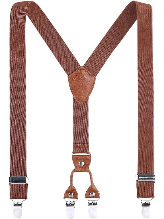 Unisex Adjustable Polyester Suspenders, Brown, 27"