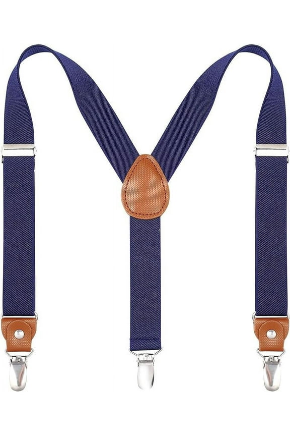 Unisex Adjustable Polyester Suspenders, Navy Blue, 23.6"