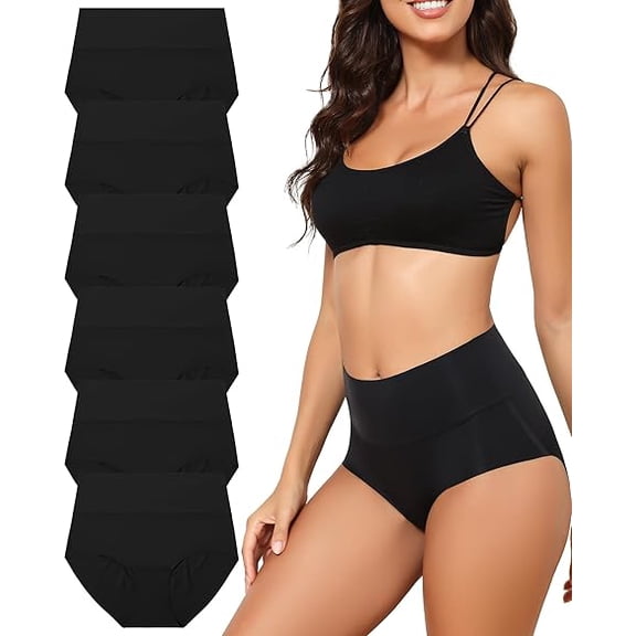 AWAYTR Women High Waist Underwear Seamless Panties No Show Invisible Briefs Full Coverage Brief 6 Pack S-2XL