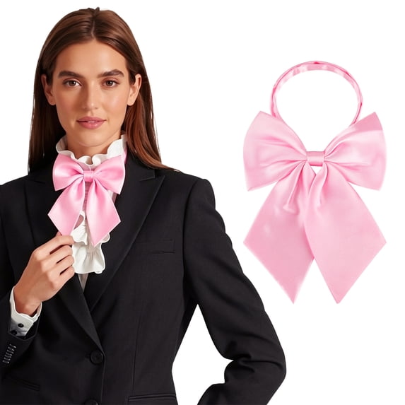 AWAYTR Women Pre-tied Large Bow Tie, Adjustable Neck Strap Bowknot, Elegant Dressy Bowtie
