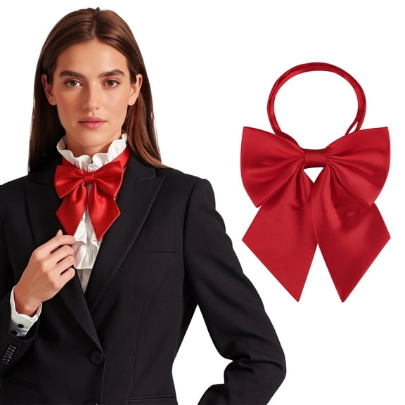 AWAYTR Women Large Bow Tie, Adjustable Neck Strap Bowknot, Elegant Dressy Bowtie