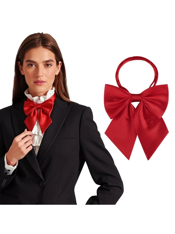 Women Large Bow Tie, Adjustable Neck Strap Bowknot, Elegant Dressy Bowtie