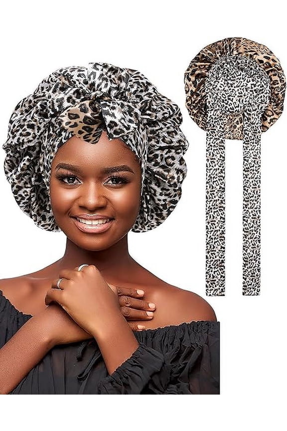 Women Satin Bonnet Silk Hair Reversible Bonnets Hair Wrap for Sleeping Cap with Tie Band