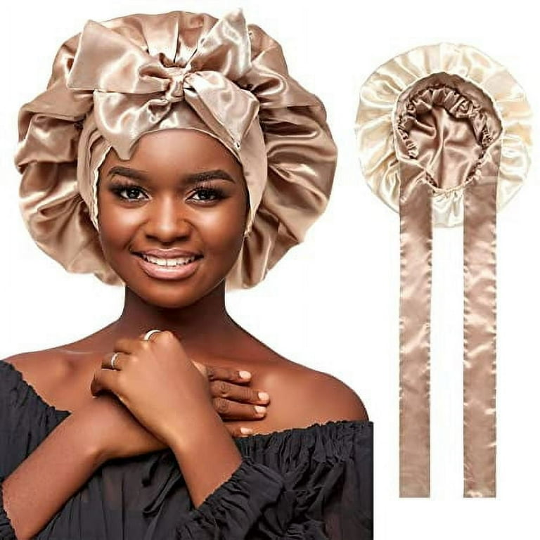Adjustable Large Satin Bonnet Silk Hair Wrap for Women with Braids