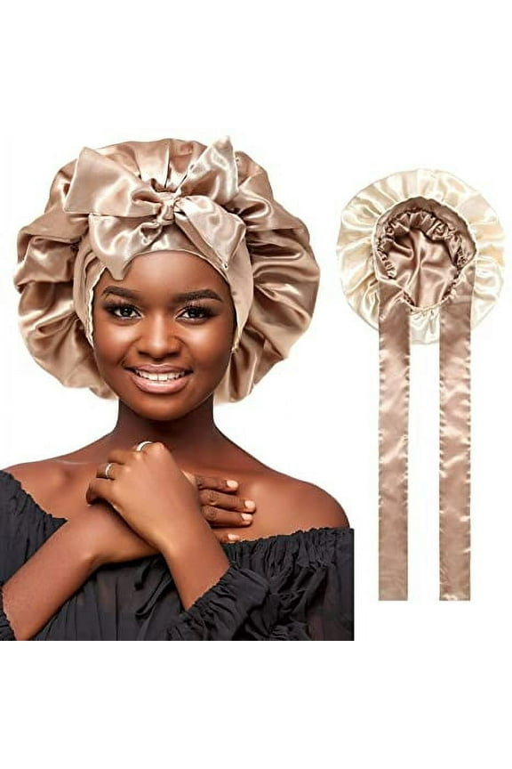 Women Satin Bonnet Silk Hair Reversible Bonnets Hair Wrap for Sleeping Cap with Tie Band