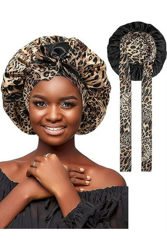 Women Satin Bonnet Silk Hair Reversible Bonnets Hair Wrap for Sleeping Cap with Tie Band