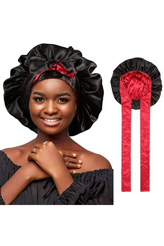 Women Satin Bonnet Silk Hair Reversible Bonnets Hair Wrap for Sleeping Cap with Tie Band