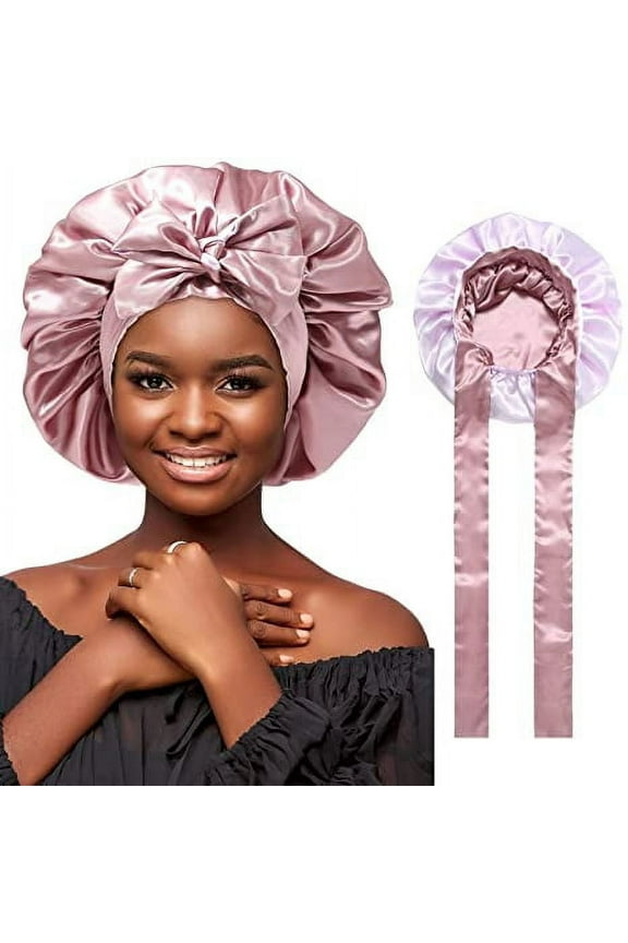 Women Satin Bonnet Silk Hair Reversible Bonnets Hair Wrap for Sleeping Cap with Tie Band