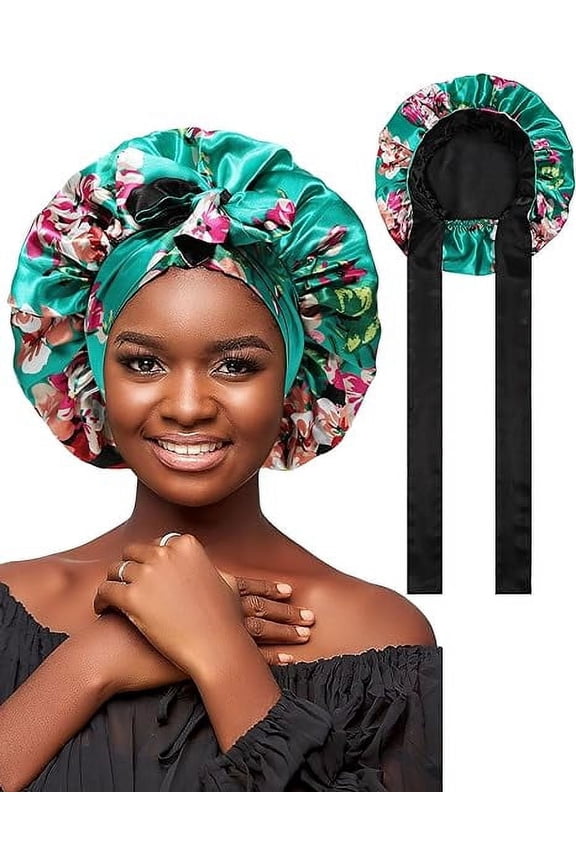 Women Satin Bonnet Silk Hair Reversible Bonnets Hair Wrap for Sleeping Cap with Tie Band
