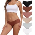 thumbnail image 1 of AWAYTR Women Seamless Panties No Show Bikini Invisible Briefs Hipster Underwear Cheeky 6 Pack S-XL, 1 of 7