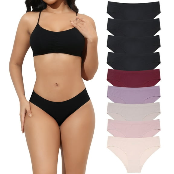 AWAYTR Women Seamless Underwear No Show Bikini Panties Silk Touch Briefs 10 Pack S-XL