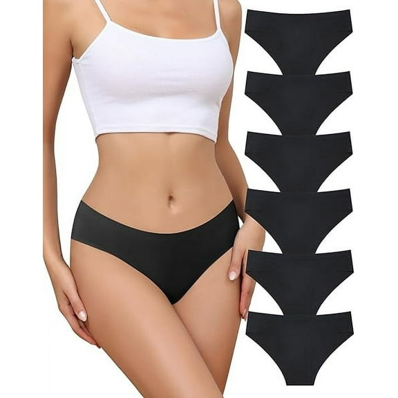 AWAYTR Women Seamless Underwear No Show Bikini Panties Silk Touch Briefs 6 Pack S-XL