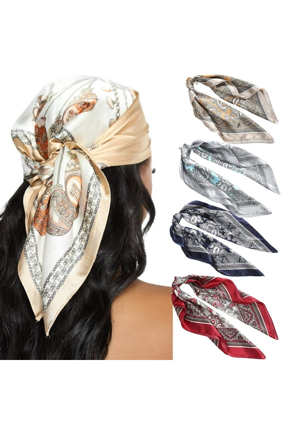 Women's Silk Print Hair Wraps Scarf