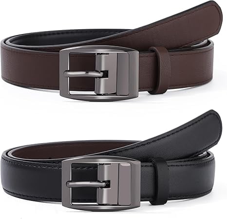 AWAYTR Womens Reversible Belts for Jeans, Two-in-One PU  display picture 2