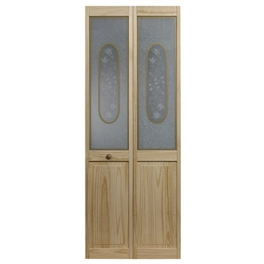 AWC 127 Elizabethian Glass Bifold Door Fits 24"wide x 80"high Unfinished Pine