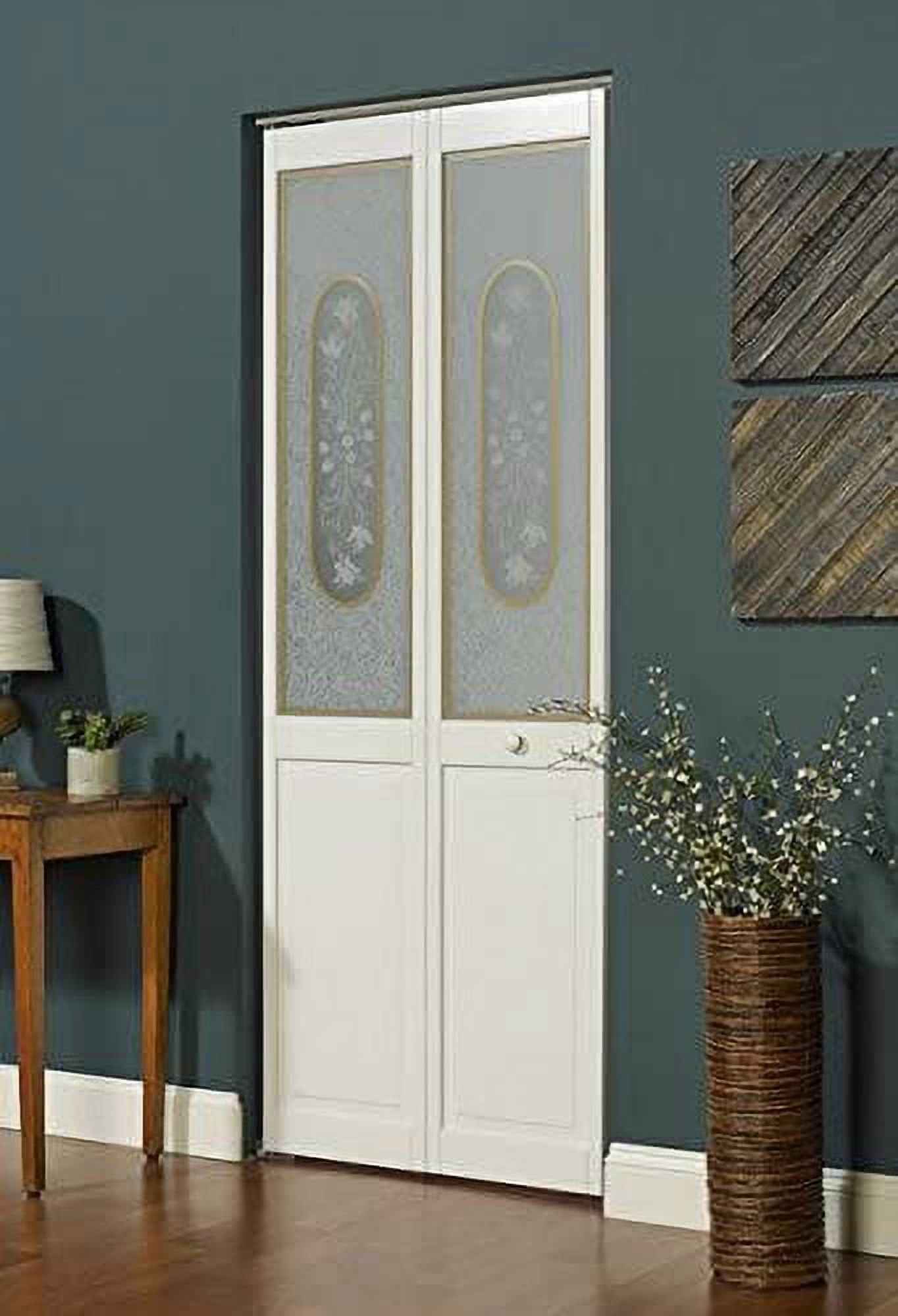 American Wood Elizabethian Glass Bifold Door, 24-in. x 80-in., Unfinished Pine
