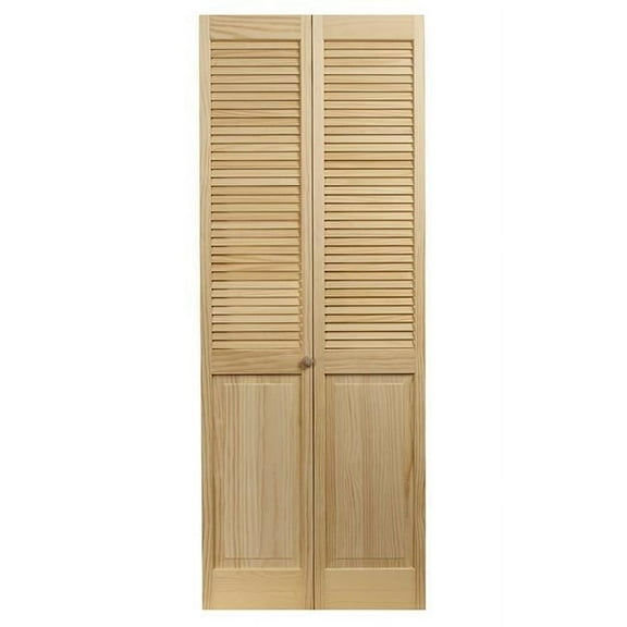 AWC 810526 30 x 80.5 in. Model 105 Louver Over Panel Unfinished Wood Bifold Door