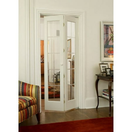AWC Model 537 Pioneer Full Glass Bifold Door fits 36"w x 80"h Unfinished Pine