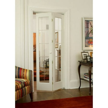AWC Model 537 Pioneer Full Glass Bifold Door fits 32"w x 80"h Unfinished Pine