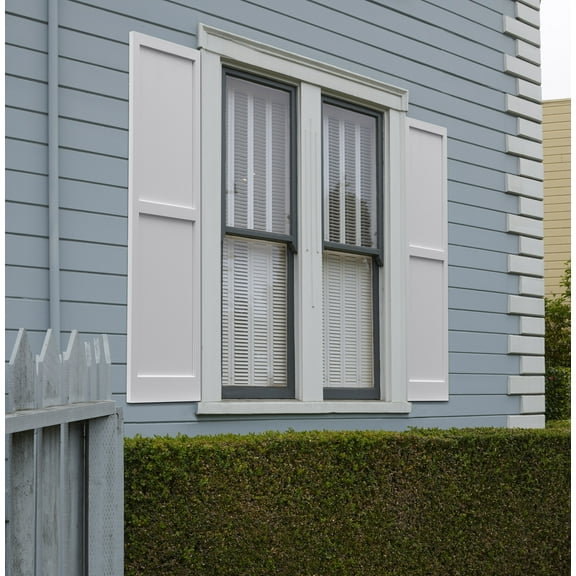 AWC Exterior Window Raised Panel Wood Shutters 15"wide x 43"high Unfinished Pine, One Pair