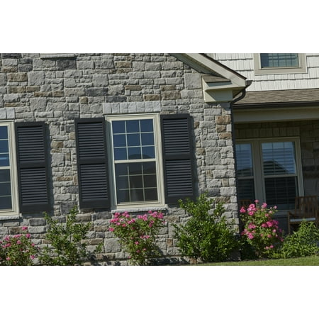 AWC Exterior Wood Window Shutters Louvered 15"wide x 47"high Unfinished, One Pair
