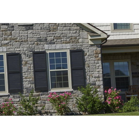 AWC Exterior Wood Window Shutters Louvered 15"wide x 51"high Unfinished