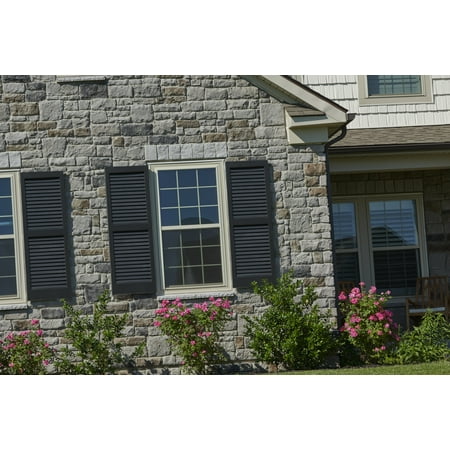 AWC Exterior Wood Window Shutters Louvered 15"wide x 59"high Unfinished Pine, One Pair