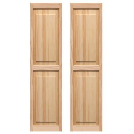 AWC Exterior Wood Raised Panel Shutters 15 Inch Wide x 55 Inch High Unfinished