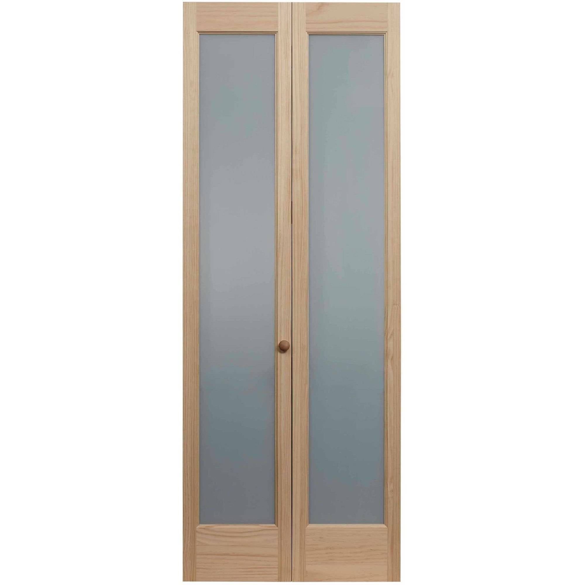 Awc Model 337 Frosted Full Glass Bifold Door 32wide X 80high Unfinished Pine 3416